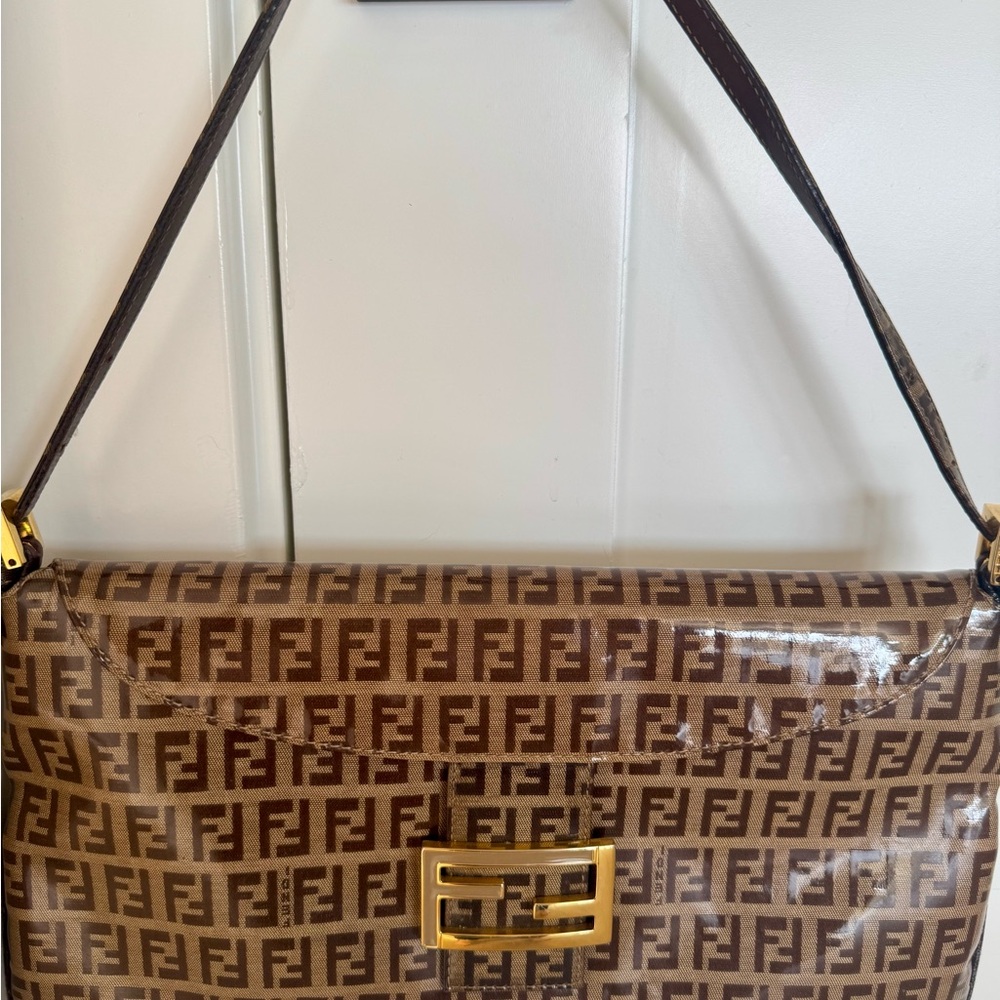 Vintage large Fendi Zucca Shoulder Bag